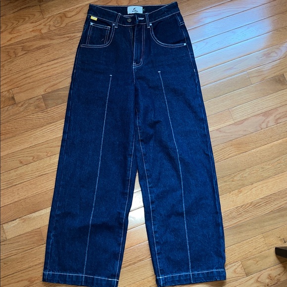 Scuffers Hollywood Blue Graphic Denim Wide-Leg Pants Size 32 for Women or Men - Picture 7 of 16